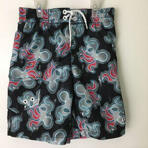 OP Boys Swim Trunks XS (4-5) Black Octopus Print for Little Boys